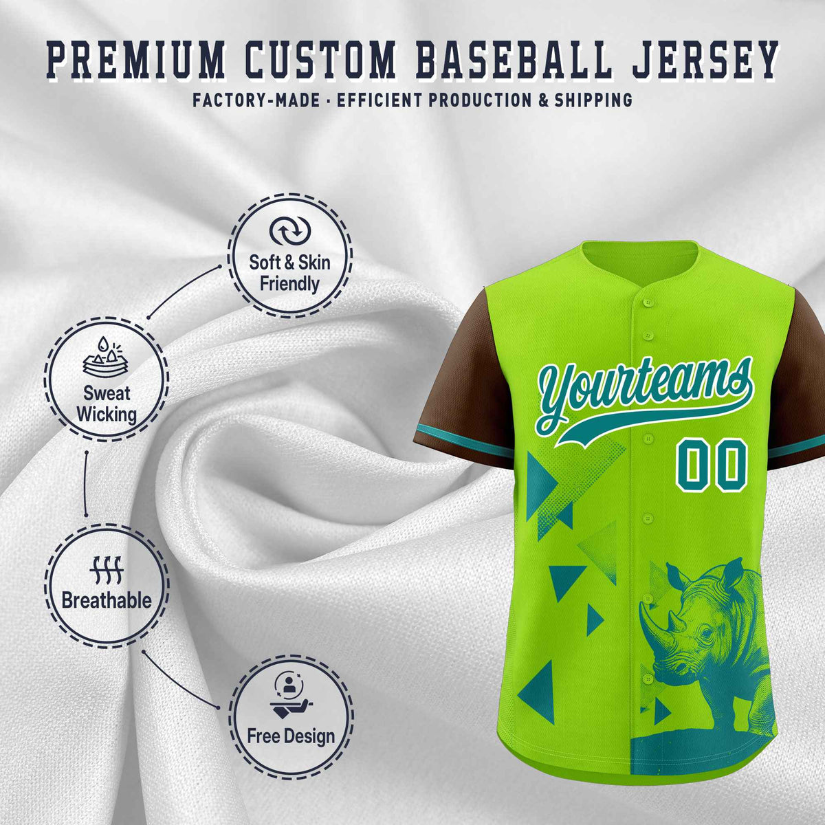 Custom Neon Green Light Brown Raptor Series Raglan Sleeves Urban Style Baseball Jersey