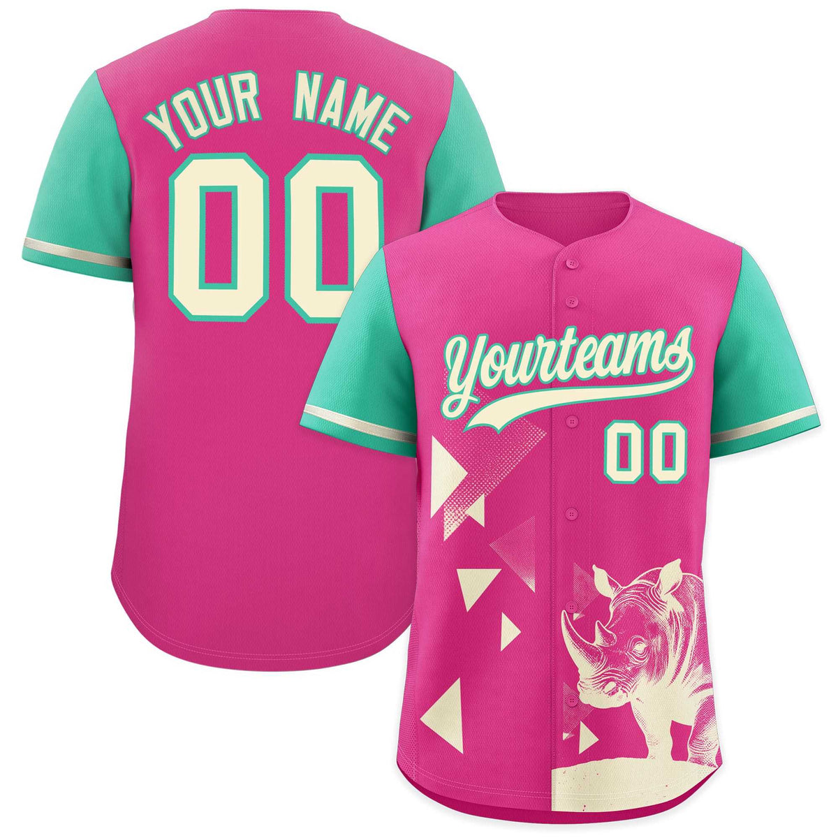 Custom Green Rose Red Raptor Series Raglan Sleeves Breathable Baseball Jersey