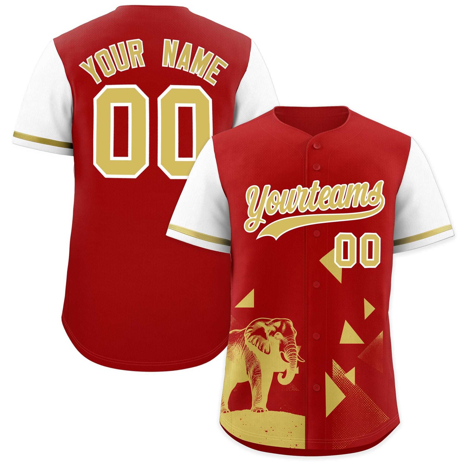 Custom Red White Raptor Series Raglan Sleeves Street Style Baseball Jersey