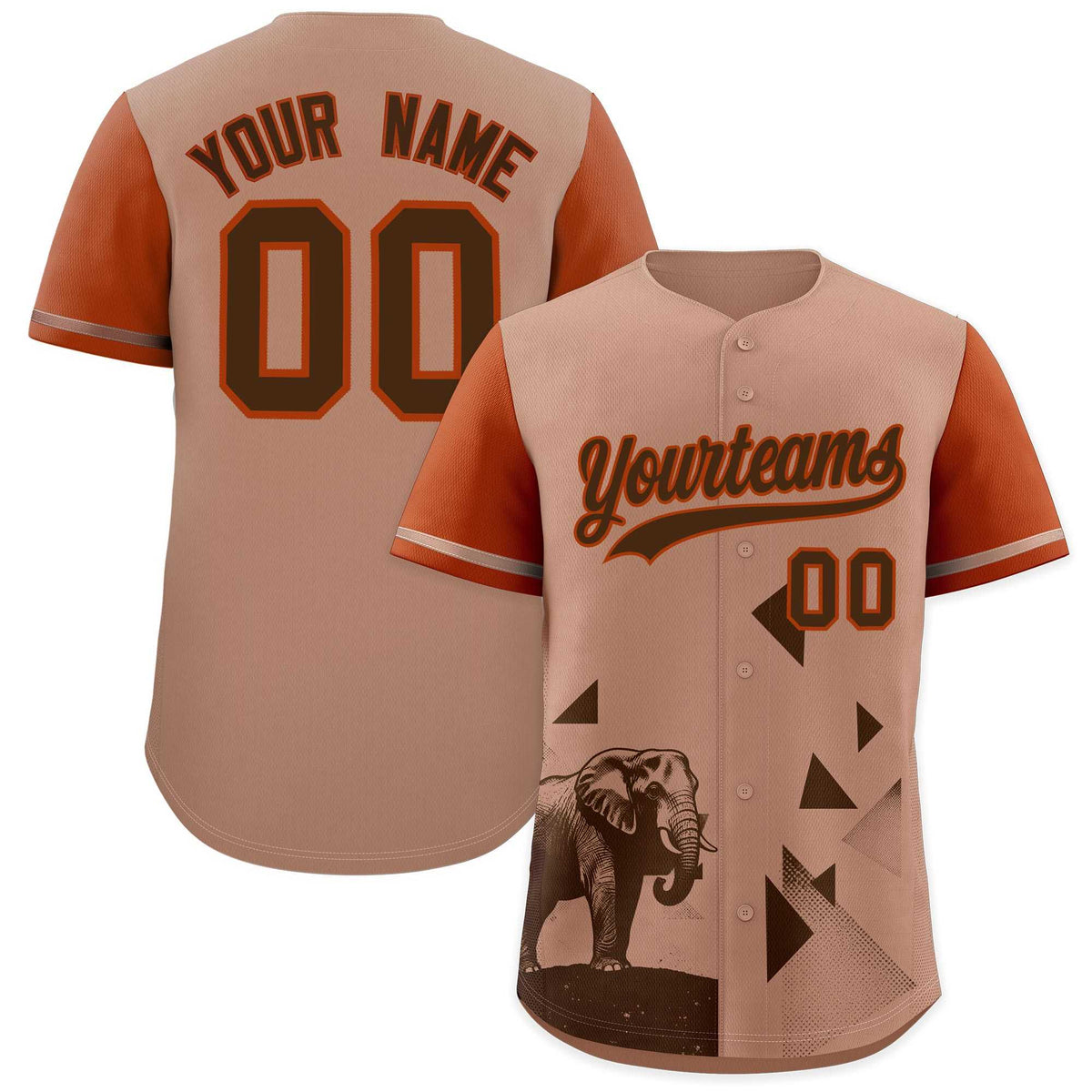 Custom Dark Orange Coffee Raptor Series Raglan Sleeves Hip Hop Baseball Jersey