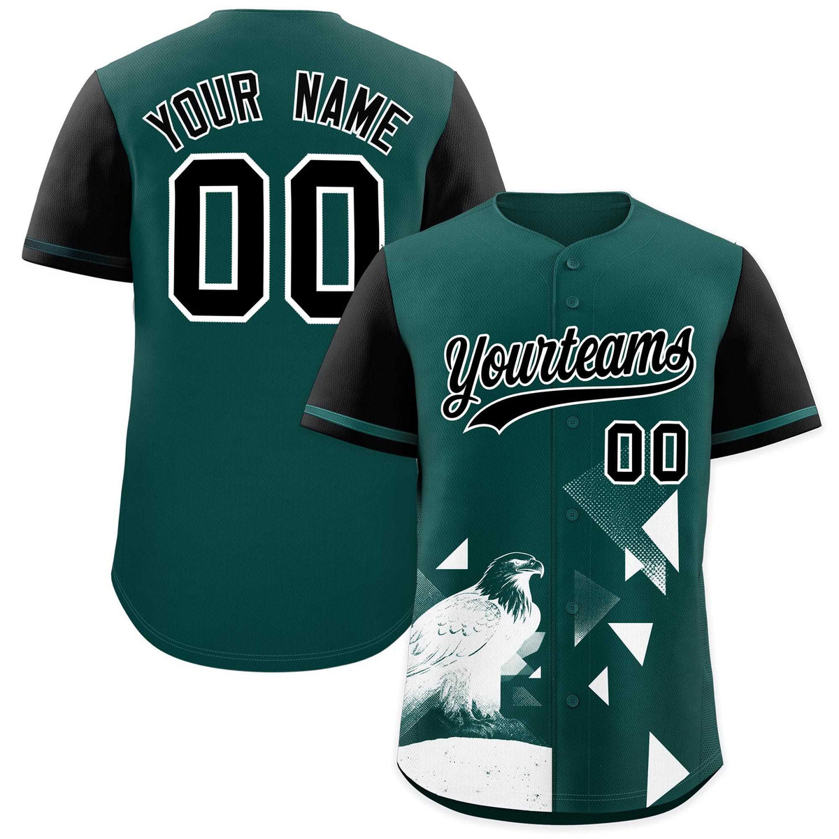 Custom Black Midnight Green Raptor Series Raglan Sleeves Lightweight Baseball Jersey