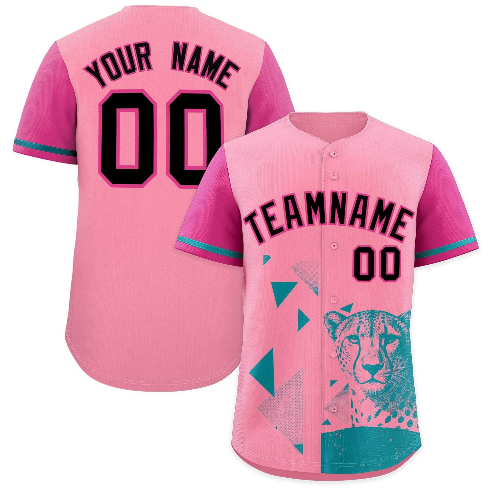 Custom Rose Red Light Pink Raptor Series Raglan Sleeves Breathable Baseball Jersey