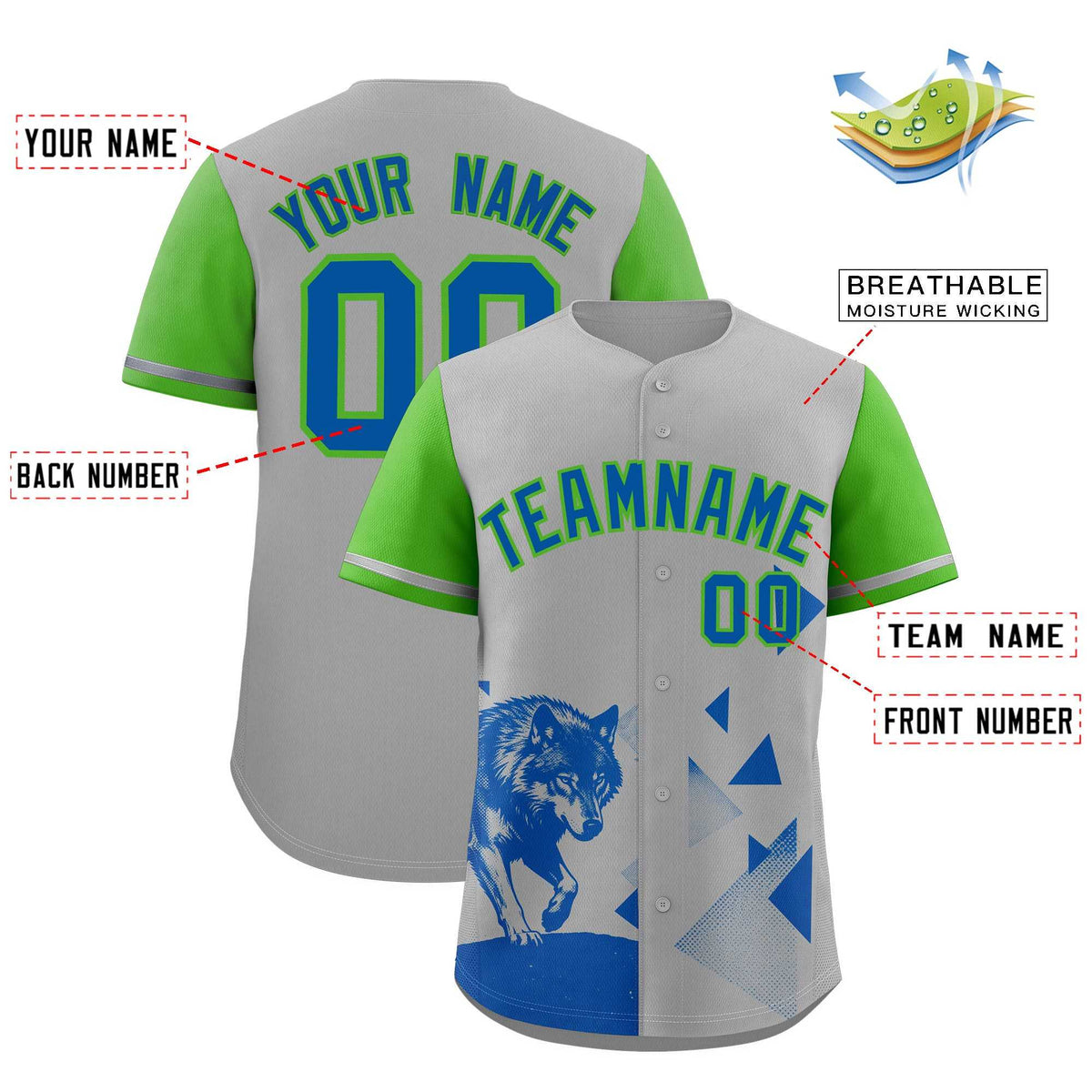 Custom Light Green Gray Raptor Series Raglan Sleeves Street Style Baseball Jersey