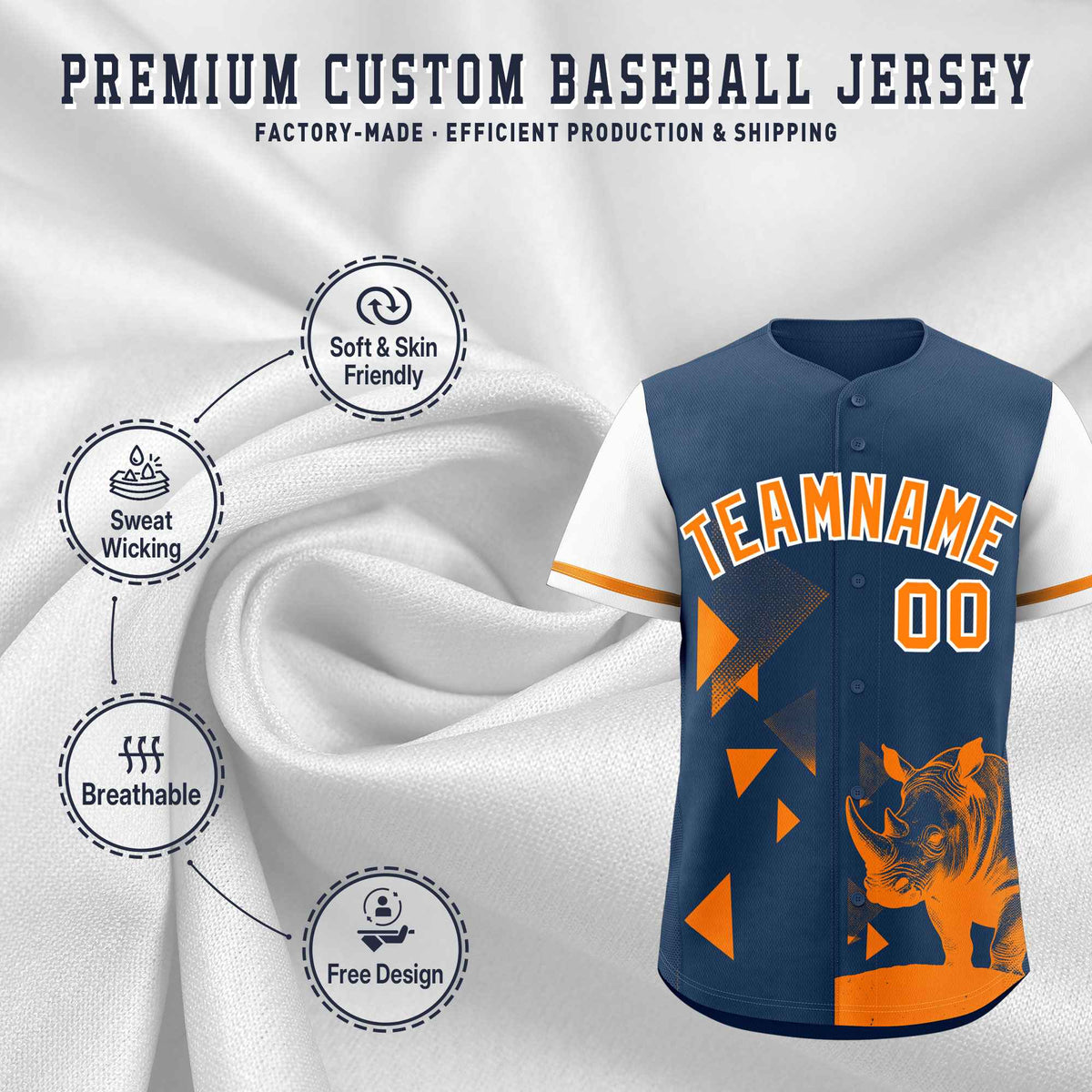 Custom White Midnight Blue Raptor Series Raglan Sleeves Casual Sports Baseball Jersey