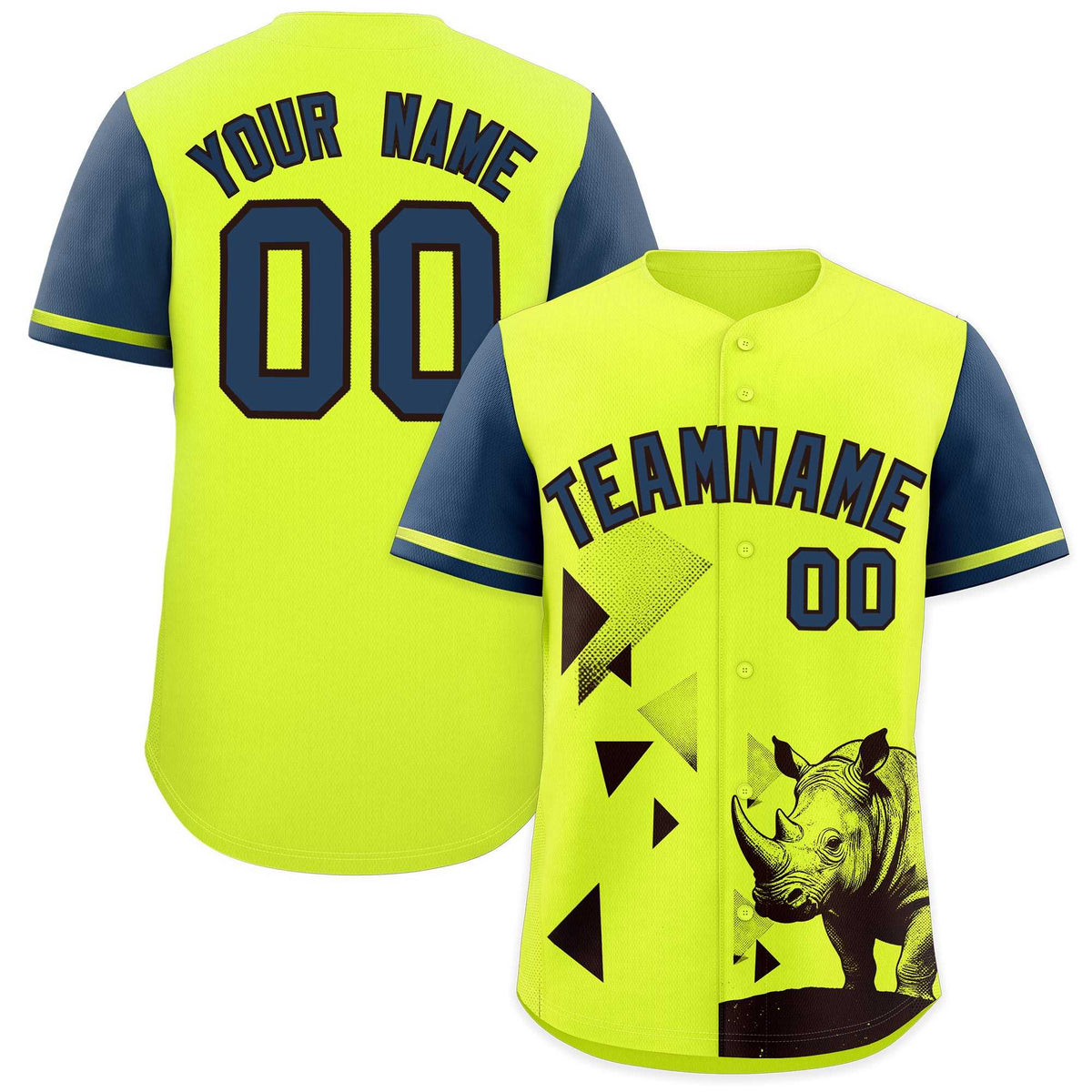 Custom Midnight Blue Fluorescent Green Raptor Series Raglan Sleeves Hip Hop Baseball Jersey