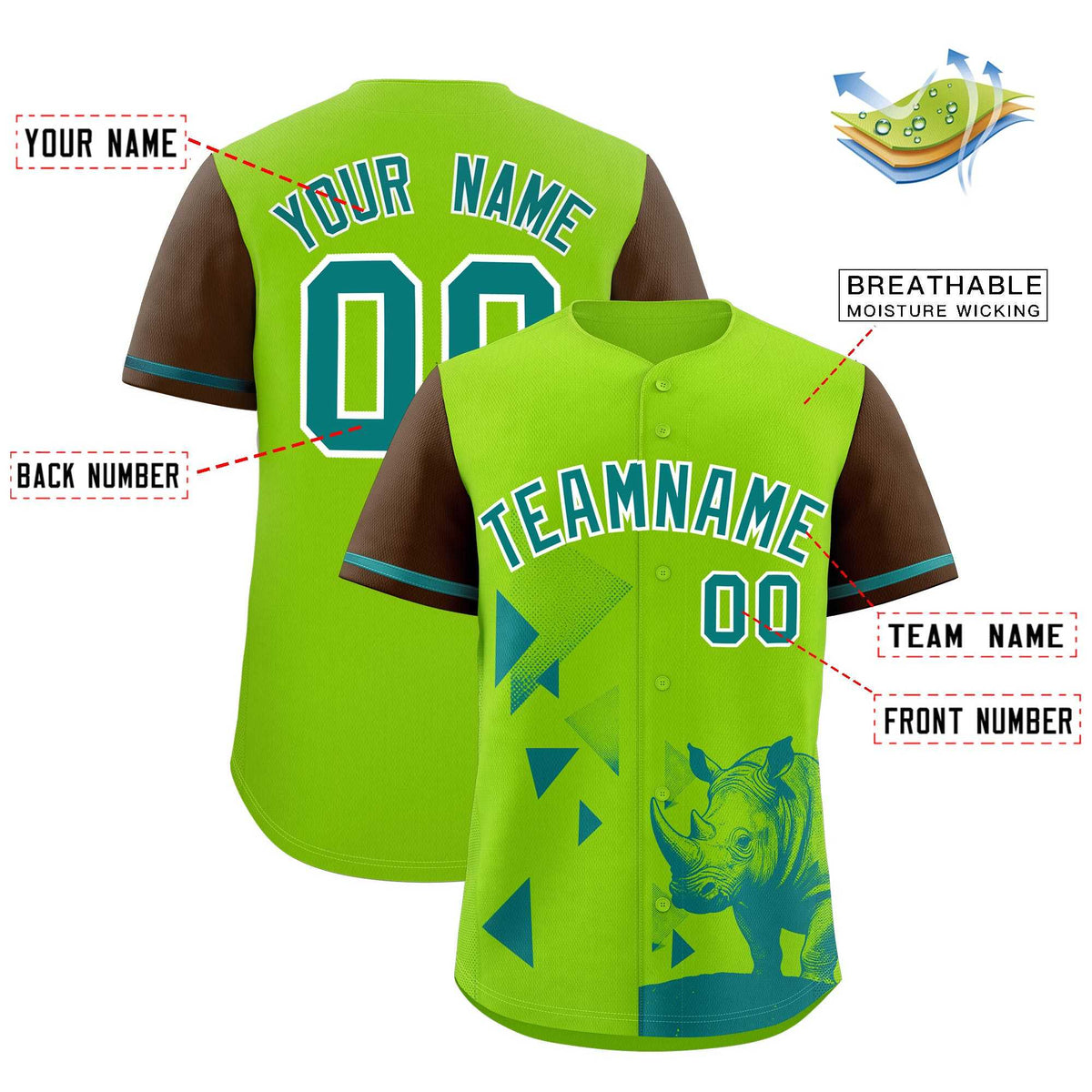 Custom Neon Green Light Brown Raptor Series Raglan Sleeves Urban Style Baseball Jersey