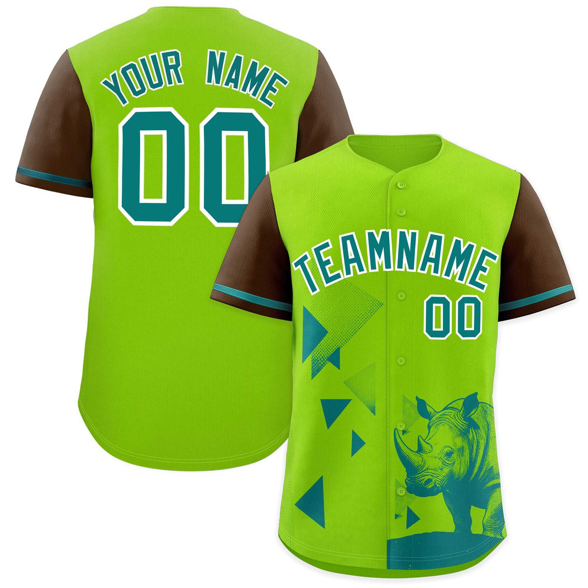Custom Neon Green Light Brown Raptor Series Raglan Sleeves Urban Style Baseball Jersey