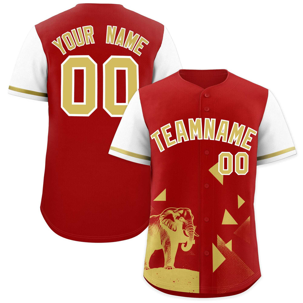 Custom Red White Raptor Series Raglan Sleeves Street Style Baseball Jersey