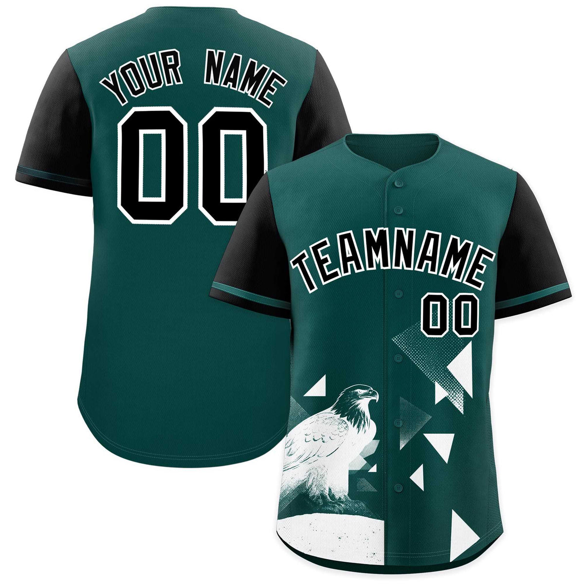 Custom Black Midnight Green Raptor Series Raglan Sleeves Lightweight Baseball Jersey