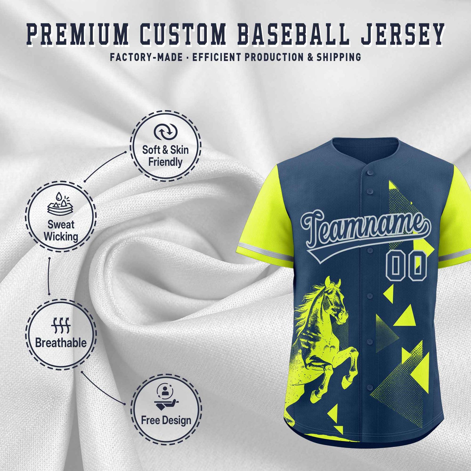 Custom Fluorescent Green Midnight Blue Raptor Series Raglan Sleeves Drapable Baseball Jersey |KXKSHOP