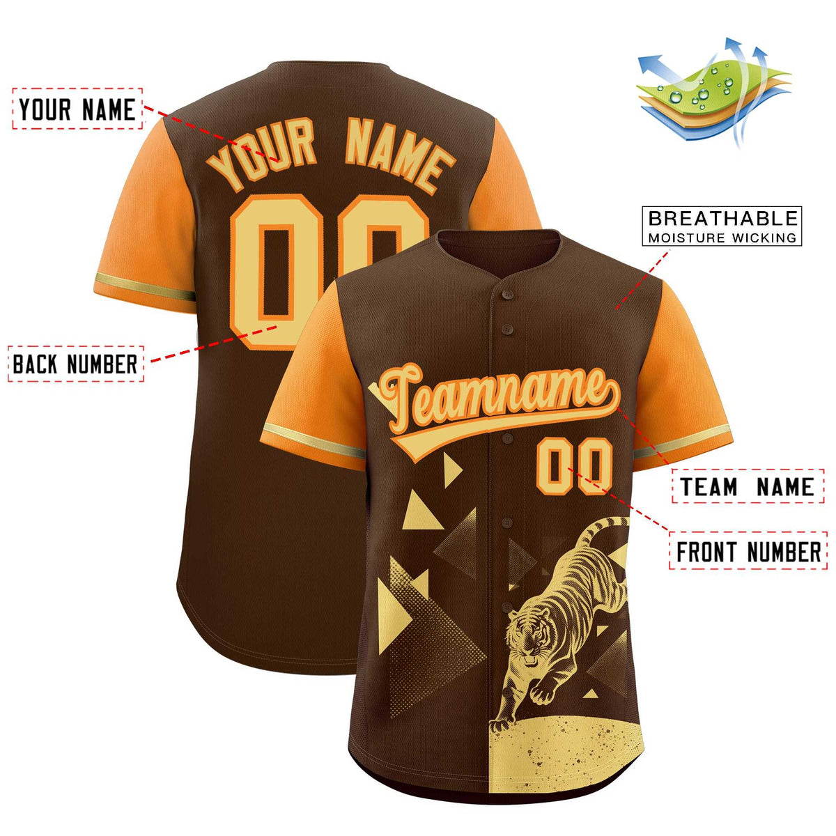Custom Orange Brown Raptor Series Raglan Sleeves Urban Style Baseball Jersey |KXKSHOP