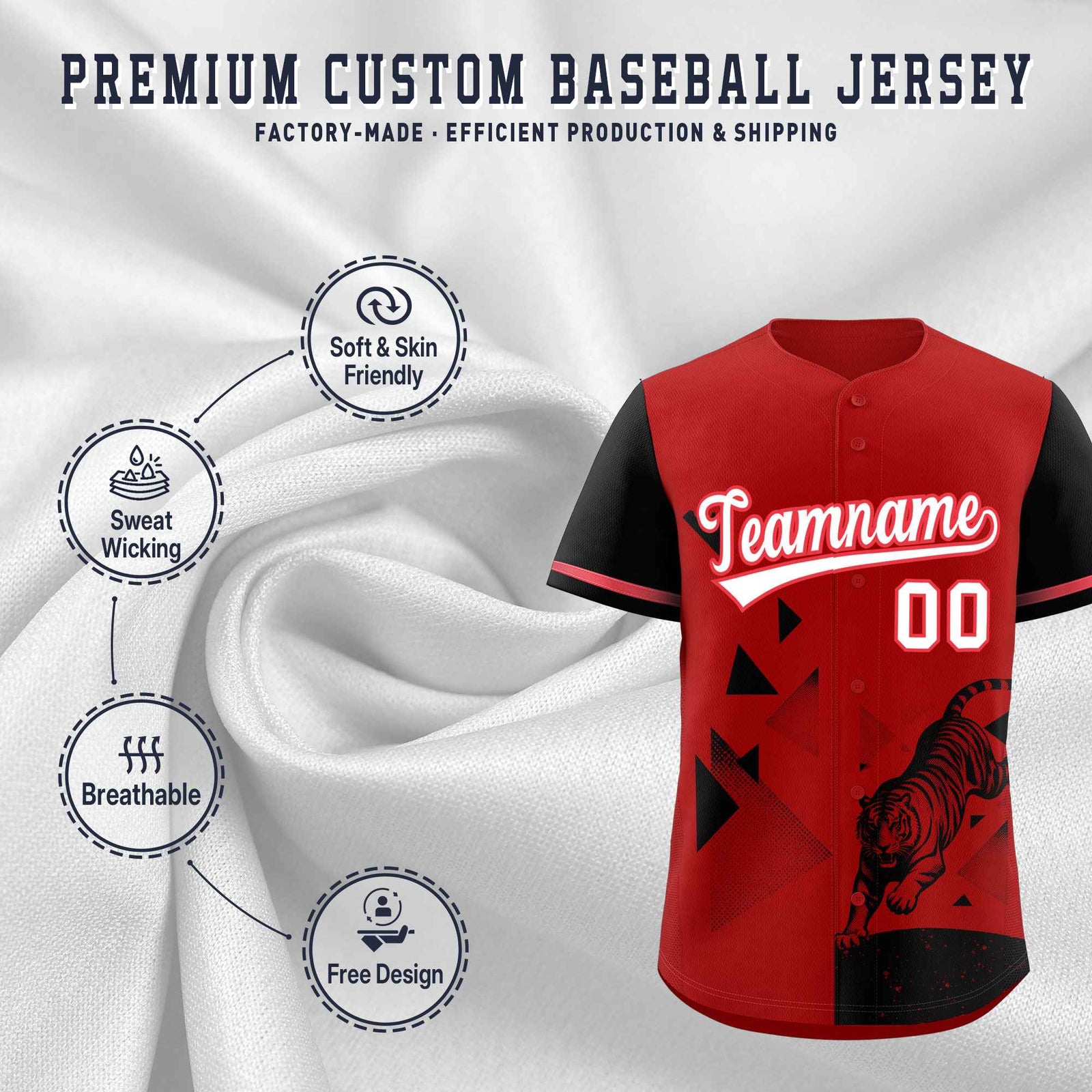 Custom Black Red Raptor Series Raglan Sleeves Lightweight Baseball Jersey |KXKSHOP