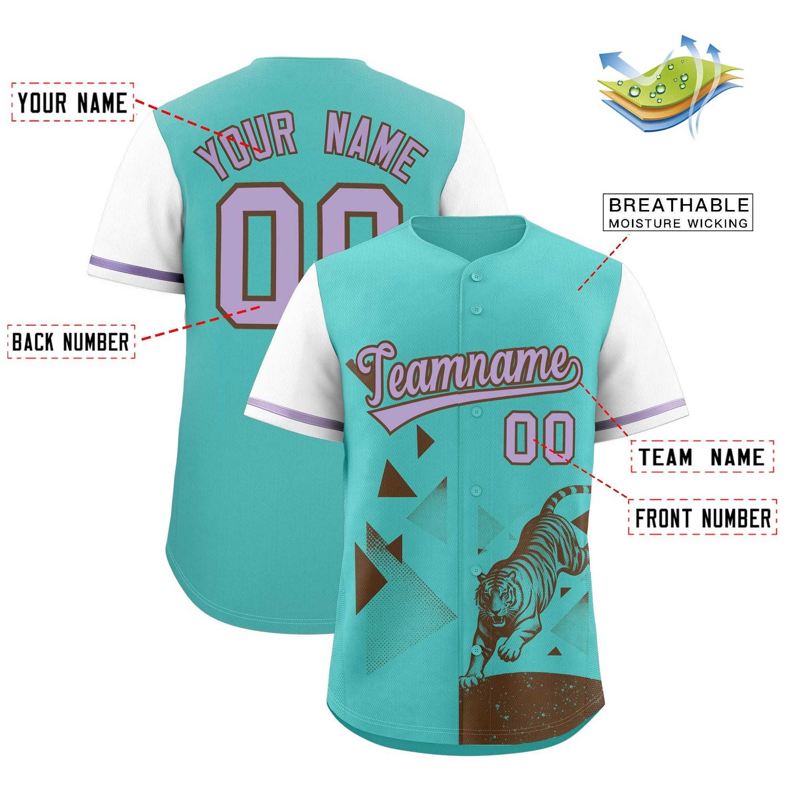 Custom White Teal Raptor Series Raglan Sleeves Breathable Baseball Jersey |KXKSHOP