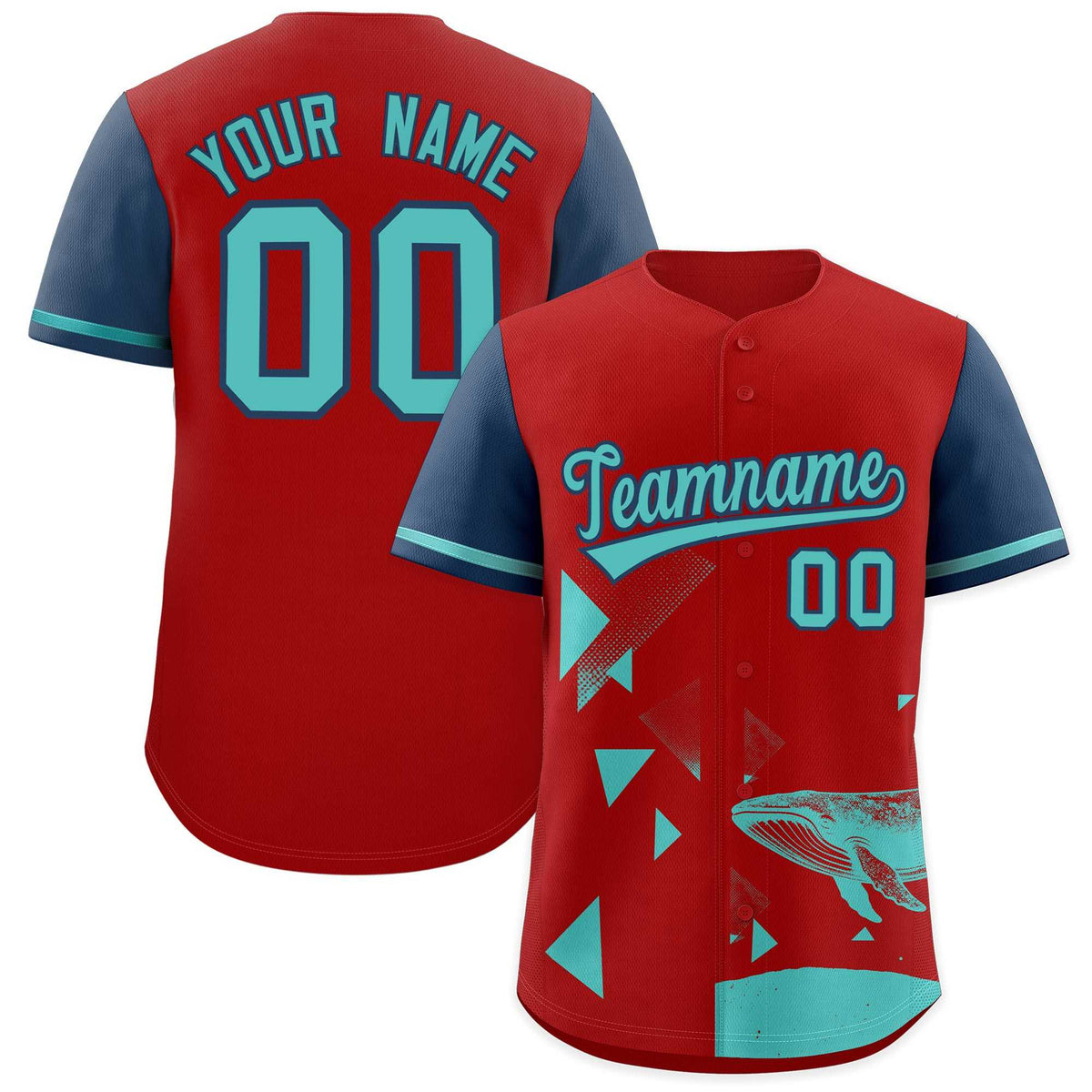 Custom Midnight Blue Red Raptor Series Raglan Sleeves Hip Hop Baseball Jersey |KXKSHOP