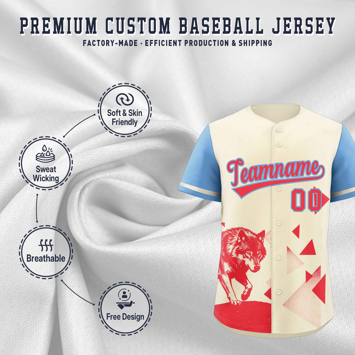 Custom Powder Blue Light Khaki Raptor Series Raglan Sleeves Casual Sports Baseball Jersey |KXKSHOP