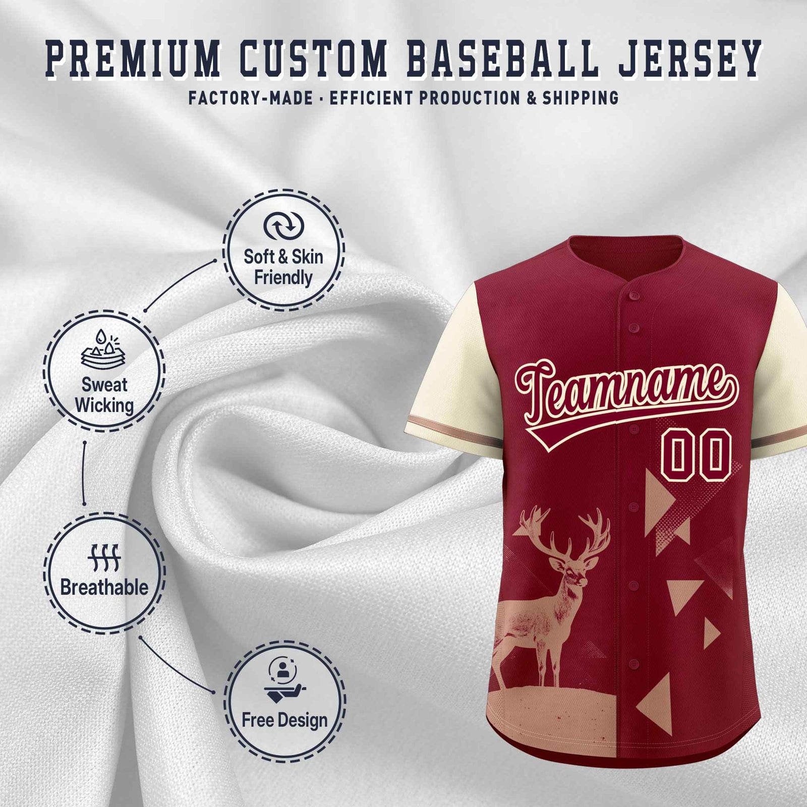 Custom Cream Crimson Raptor Series Raglan Sleeves Urban Style Baseball Jersey |KXKSHOP