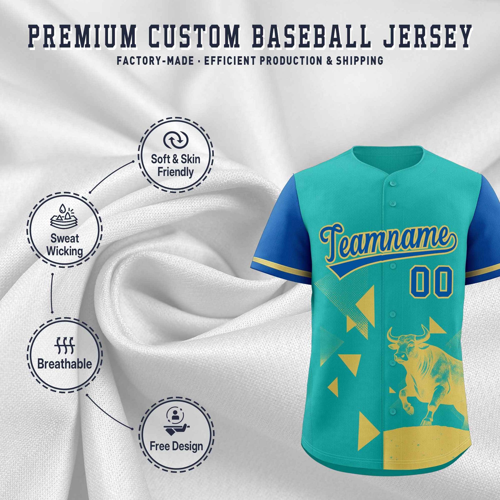 Custom Royal Aqua Raptor Series Raglan Sleeves Urban Style Baseball Jersey |KXKSHOP