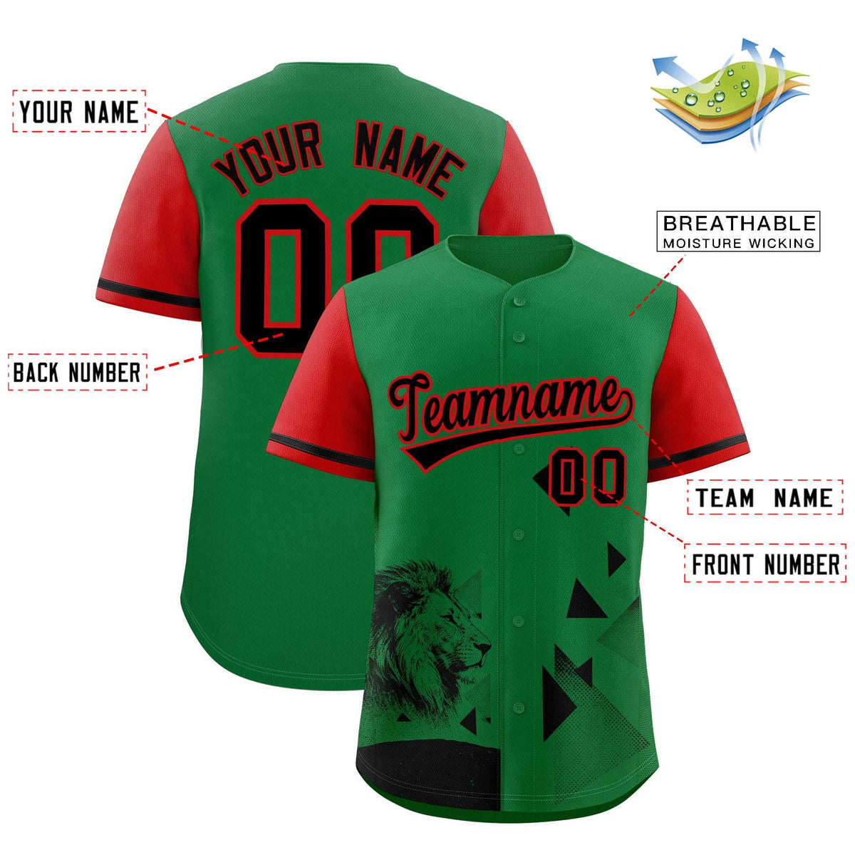 Custom Red Kelly Green Raptor Series Raglan Sleeves Drapable Baseball Jersey |KXKSHOP