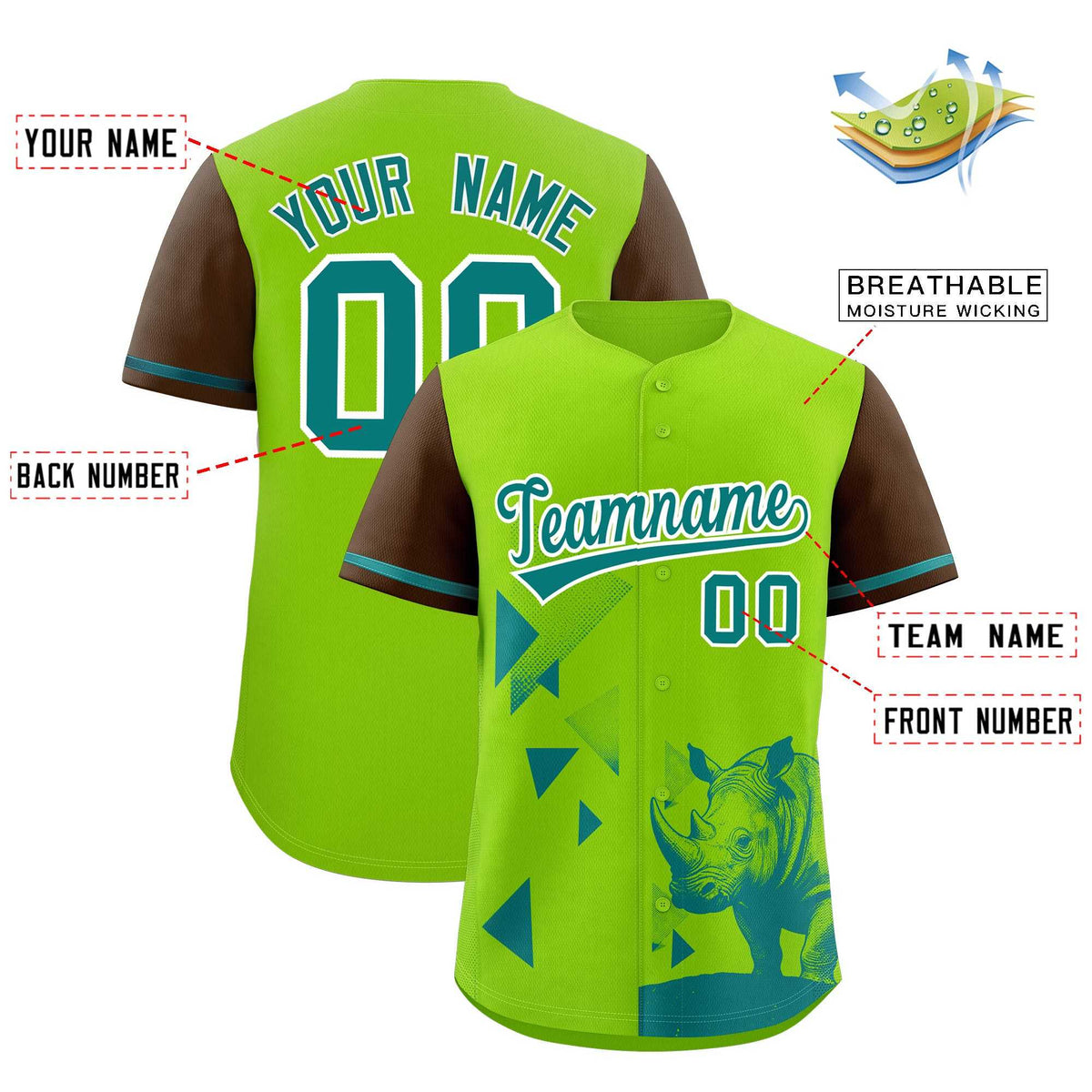 Custom Neon Green Light Brown Raptor Series Raglan Sleeves Urban Style Baseball Jersey |KXKSHOP