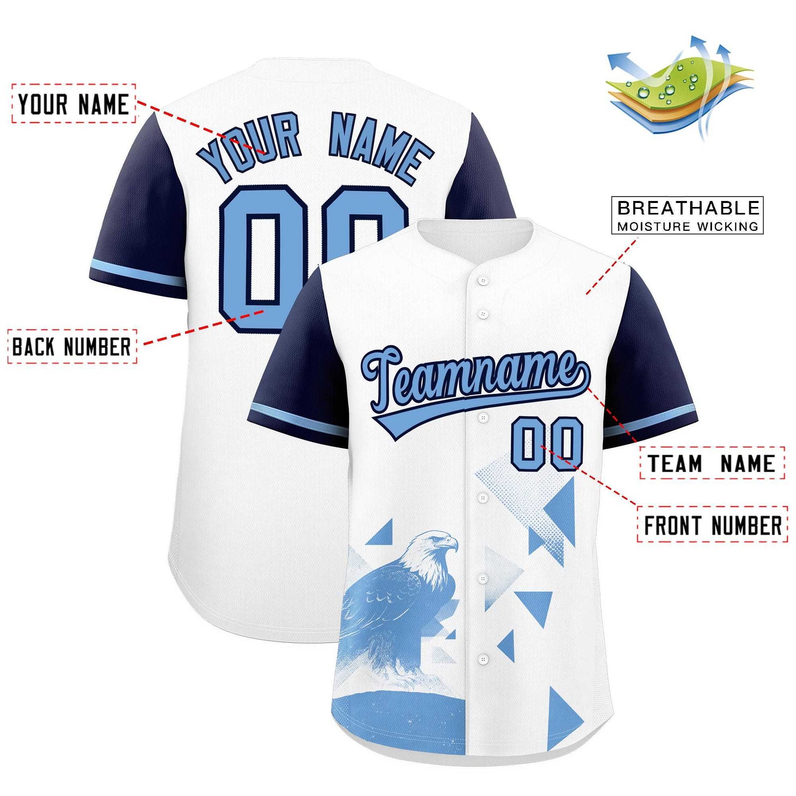 Custom Navy White Raptor Series Raglan Sleeves Hip Hop Baseball Jersey |KXKSHOP