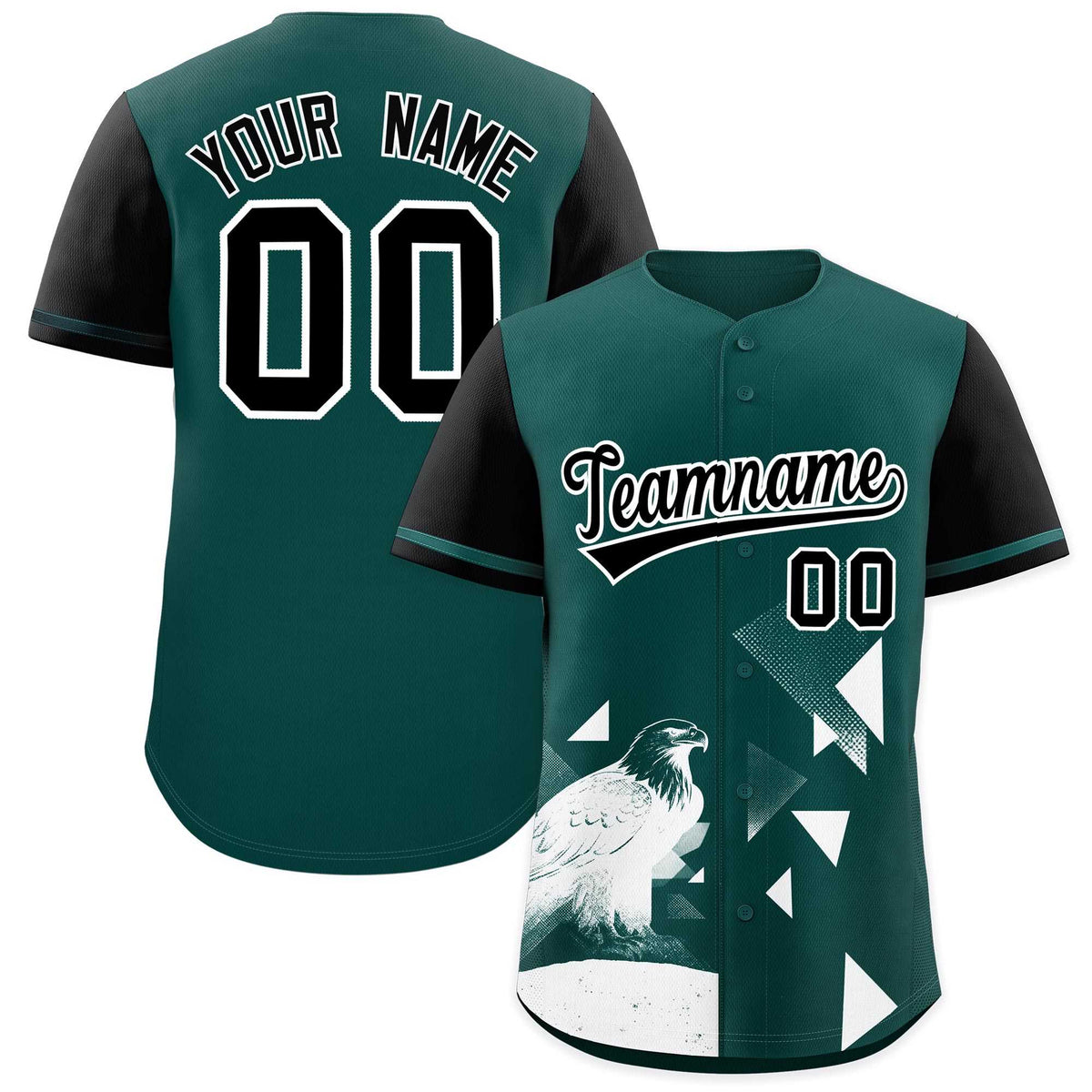 Custom Black Midnight Green Raptor Series Raglan Sleeves Lightweight Baseball Jersey |KXKSHOP