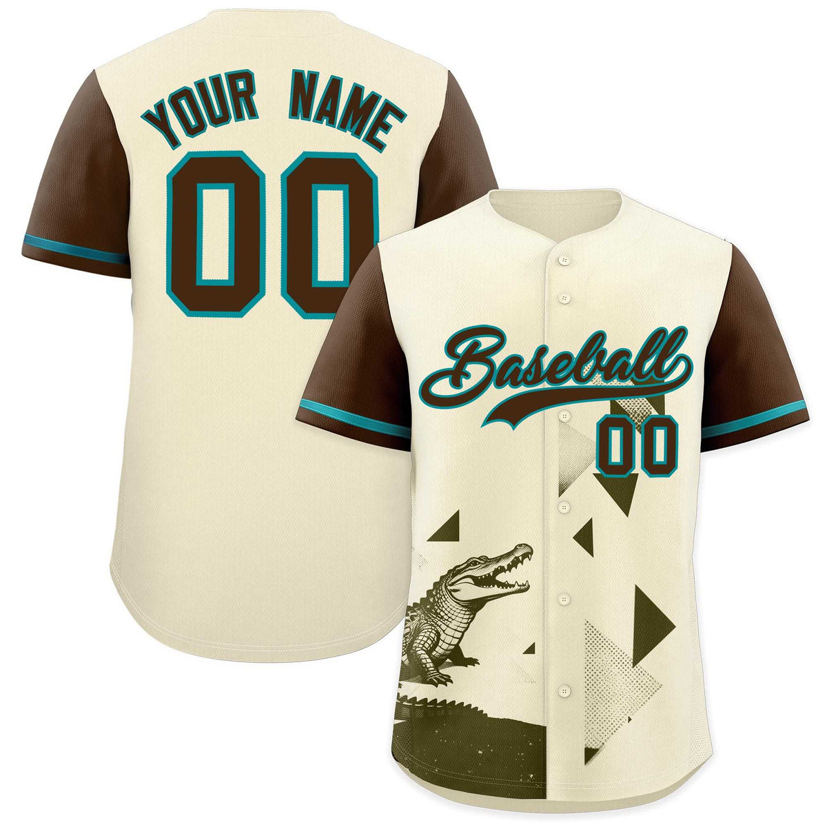 Custom Light Brown Cream Raptor Series Raglan Sleeves Drapable Baseball Jersey