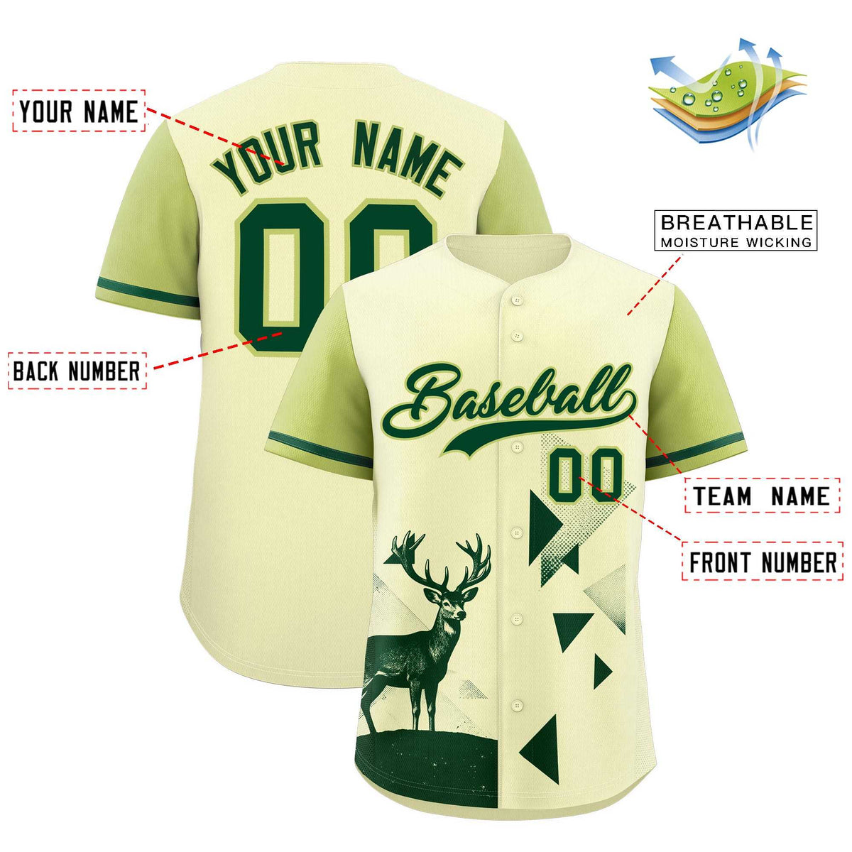 Custom Champagne Cream Raptor Series Raglan Sleeves Hip Hop Baseball Jersey