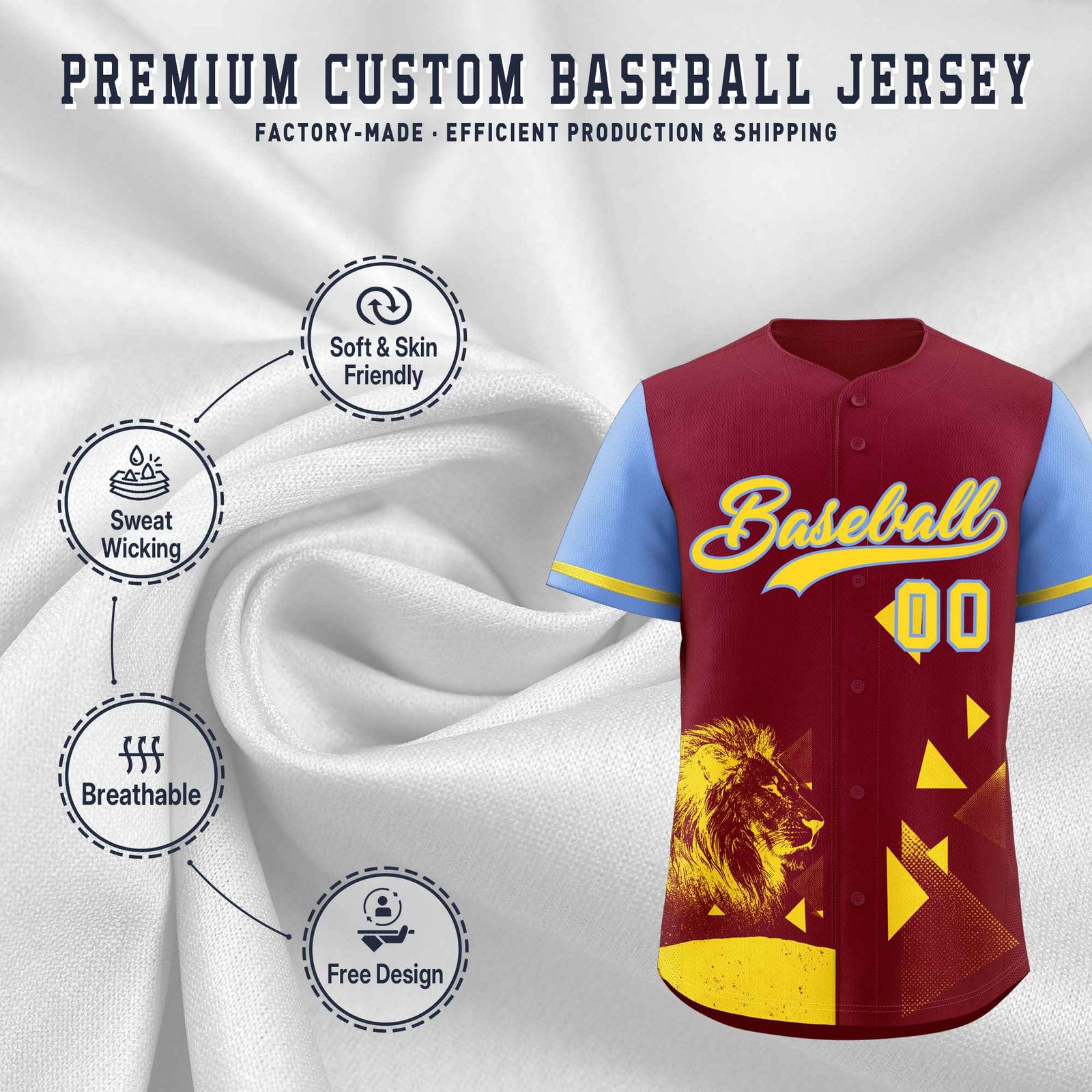 Custom Light Blue Crimson Raptor Series Raglan Sleeves Breathable Baseball Jersey