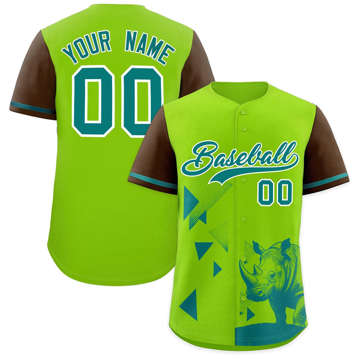 Custom Neon Green Light Brown Raptor Series Raglan Sleeves Urban Style Baseball Jersey