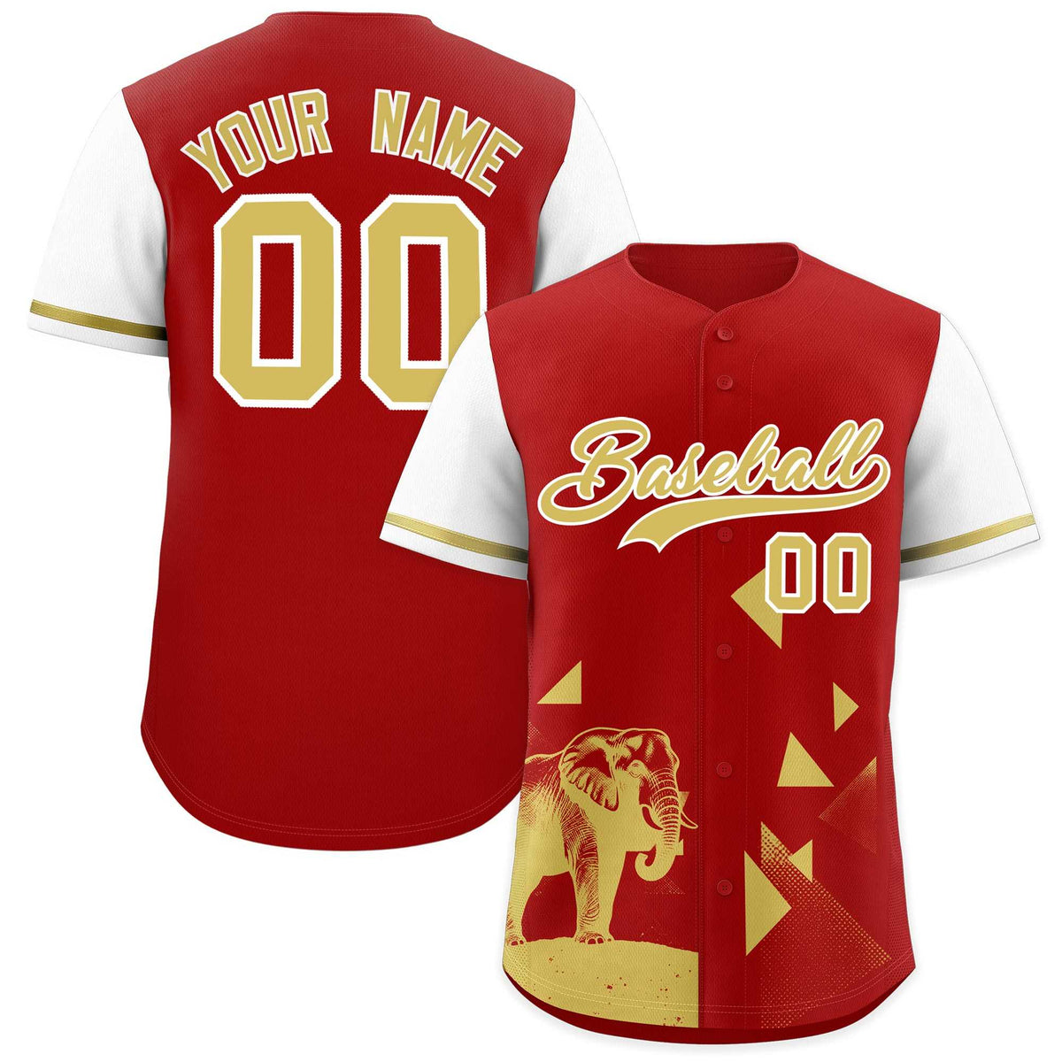 Custom Red White Raptor Series Raglan Sleeves Street Style Baseball Jersey