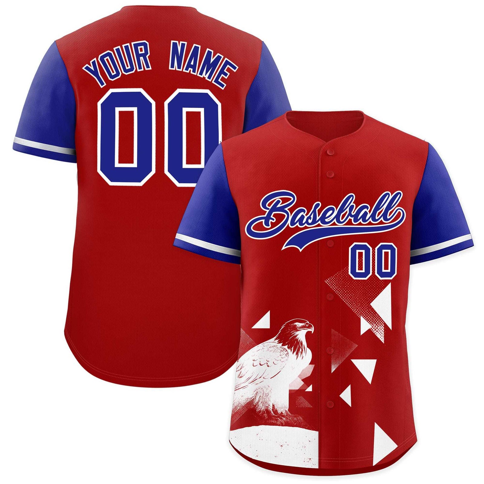Custom Royal Red Raptor Series Raglan Sleeves Street Style Baseball Jersey