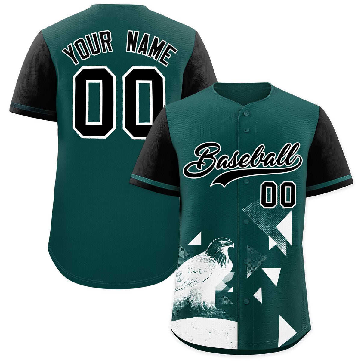 Custom Black Midnight Green Raptor Series Raglan Sleeves Lightweight Baseball Jersey