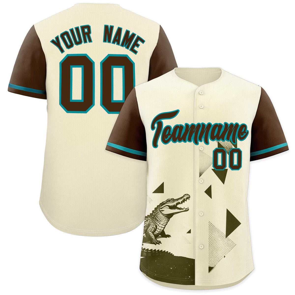Custom Light Brown Cream Raptor Series Raglan Sleeves Drapable Baseball Jersey