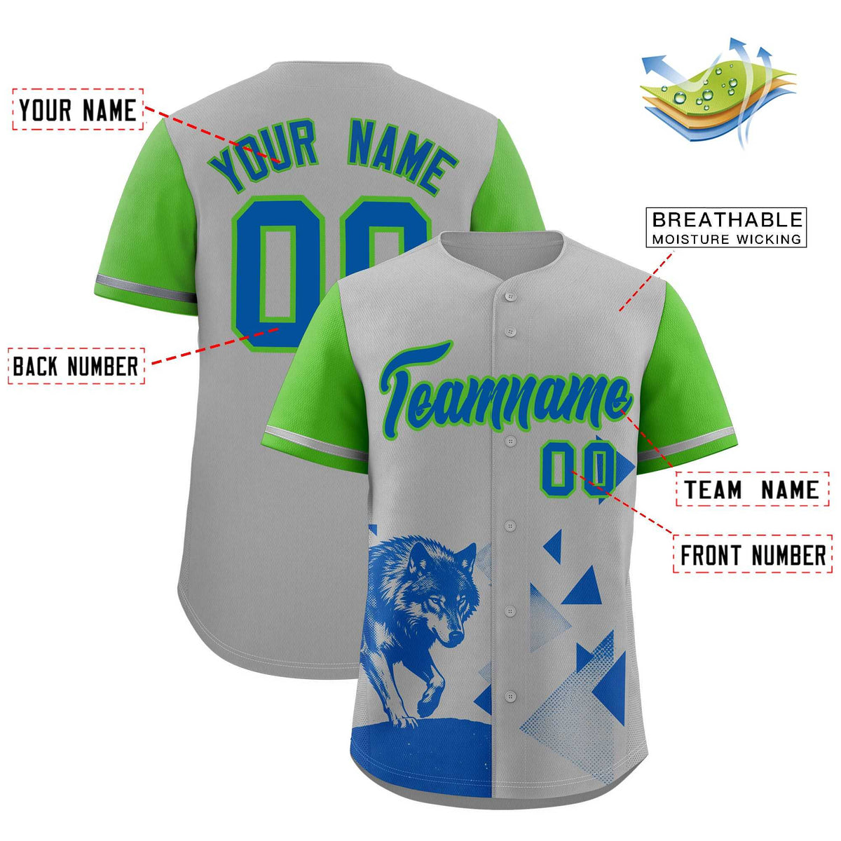 Custom Light Green Gray Raptor Series Raglan Sleeves Street Style Baseball Jersey