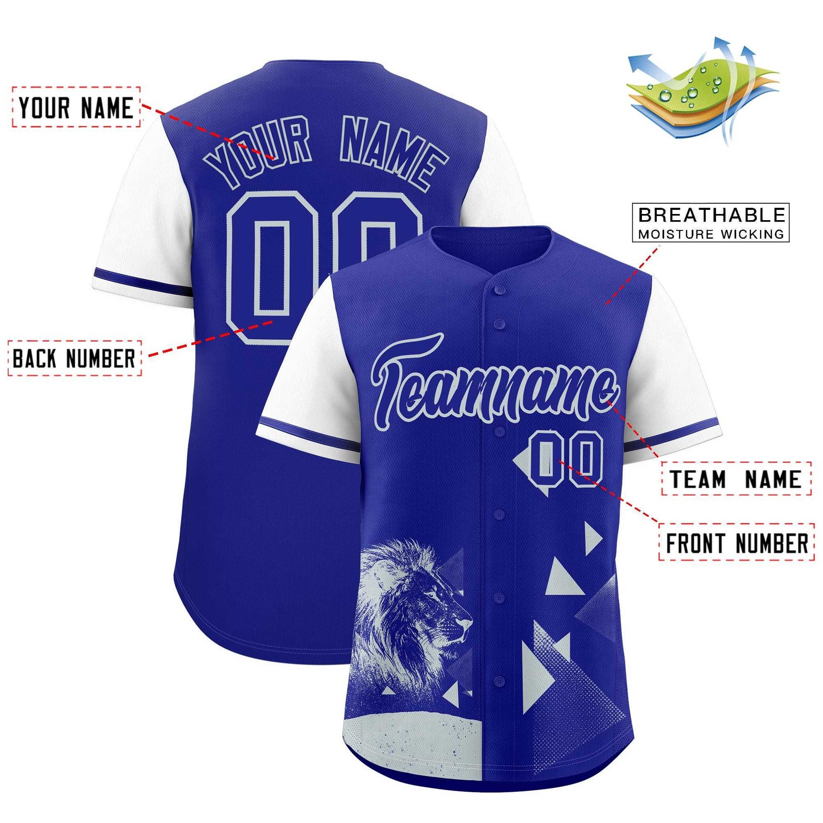Custom White Royal Raptor Series Raglan Sleeves Lightweight Baseball Jersey