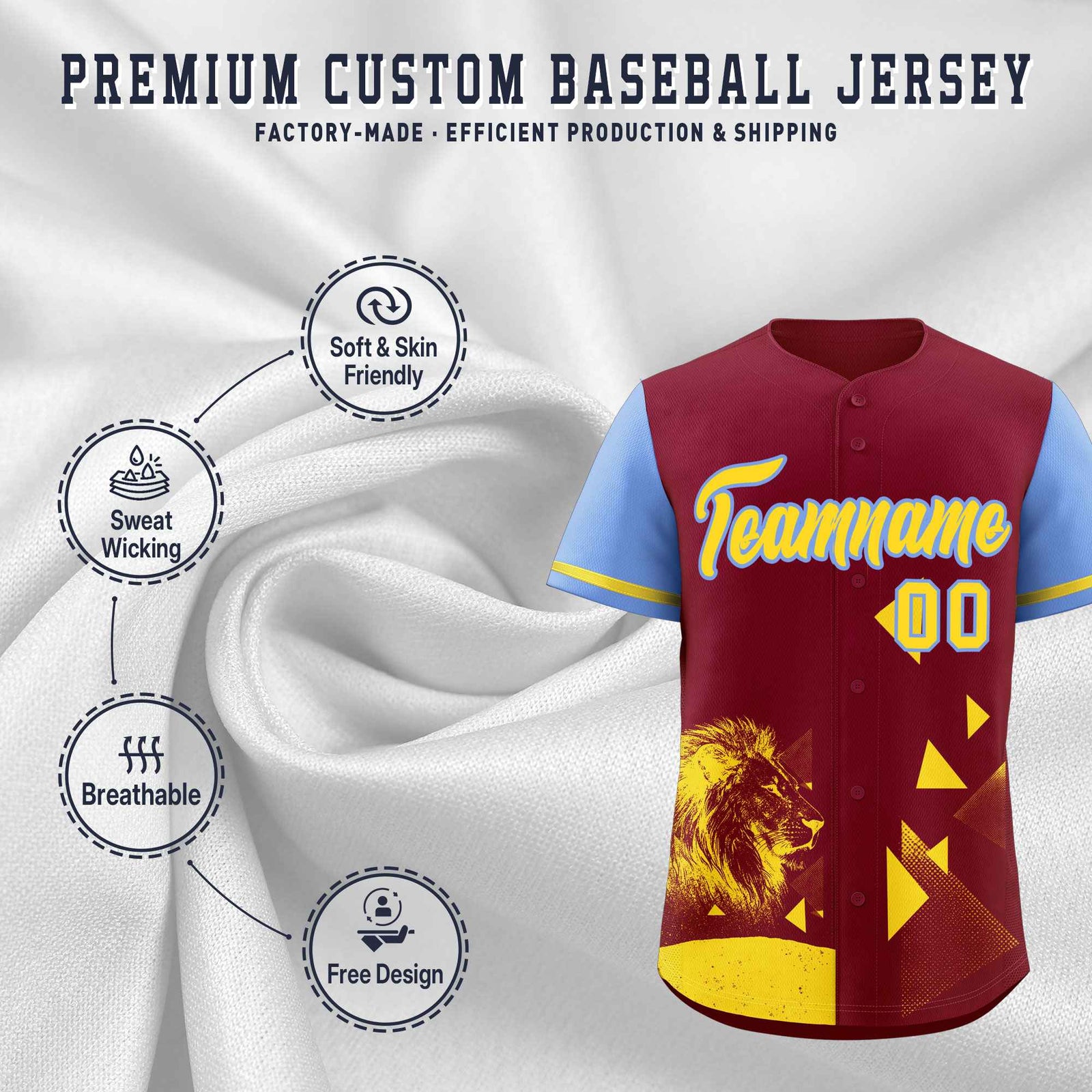 Custom Light Blue Crimson Raptor Series Raglan Sleeves Breathable Baseball Jersey