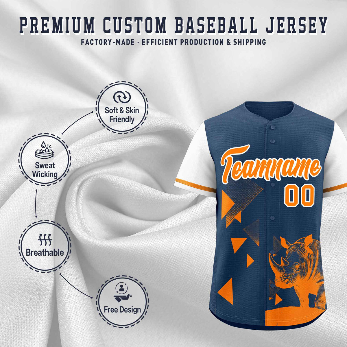 Custom White Midnight Blue Raptor Series Raglan Sleeves Casual Sports Baseball Jersey