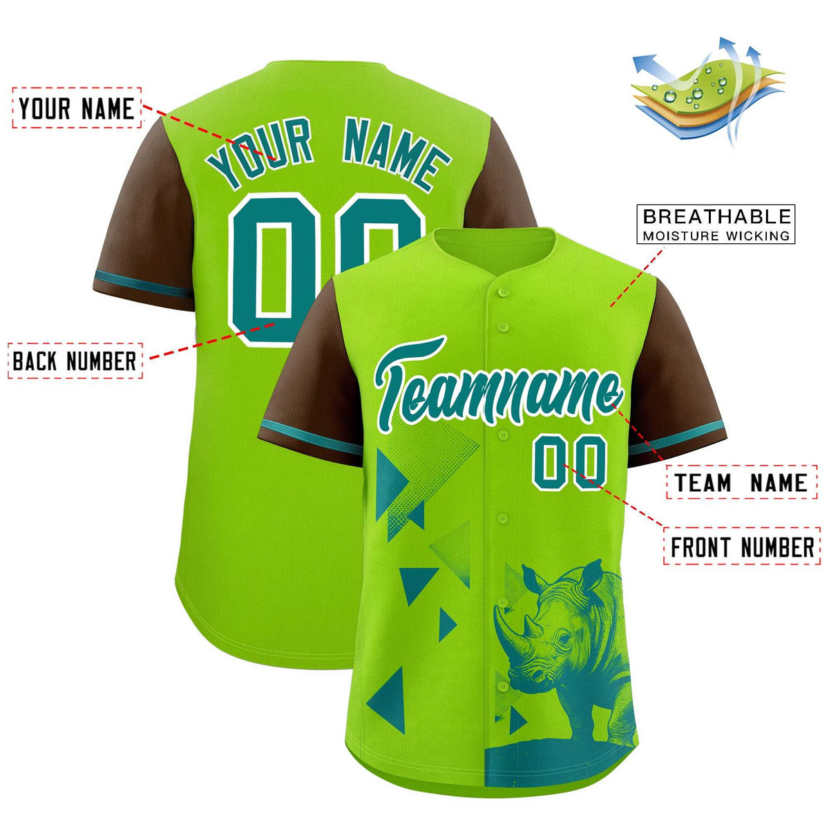 Custom Neon Green Light Brown Raptor Series Raglan Sleeves Urban Style Baseball Jersey