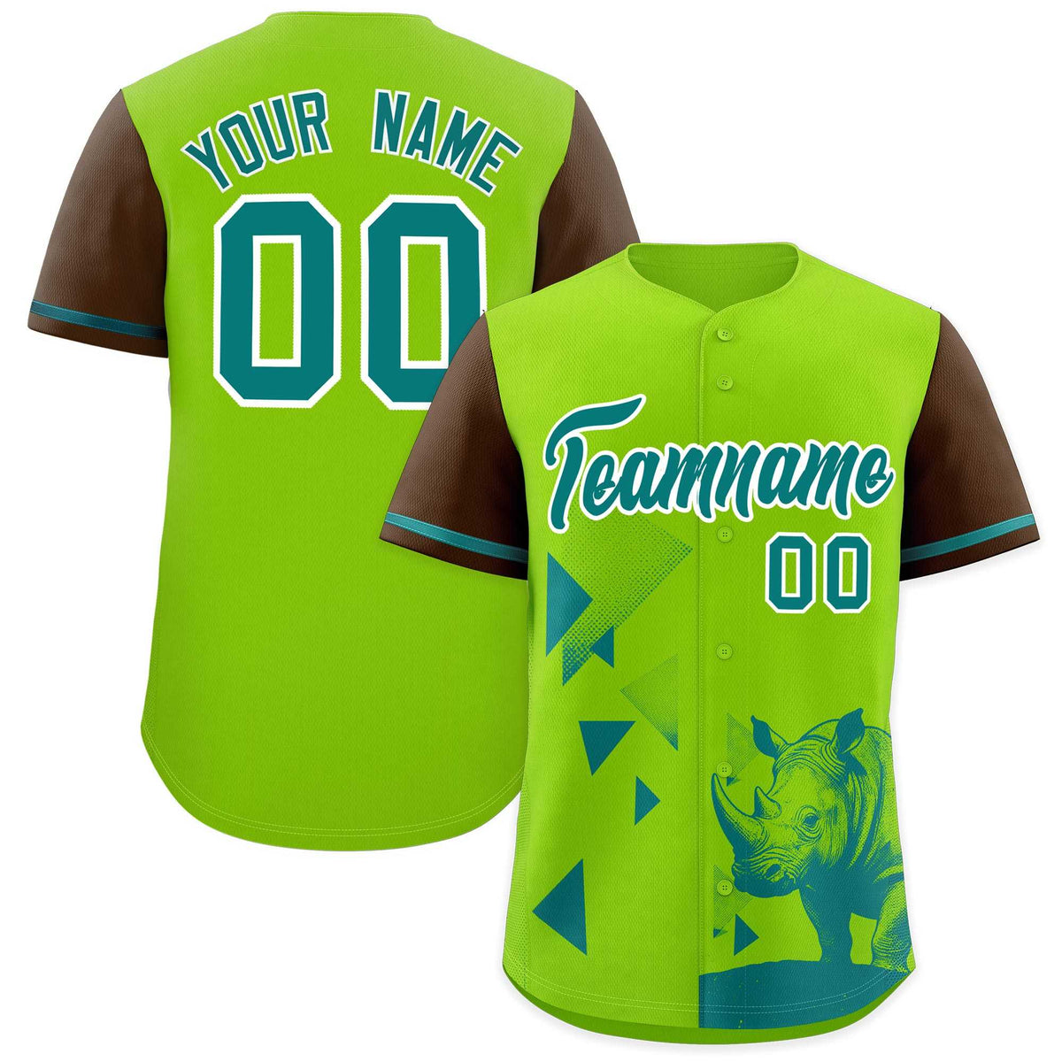 Custom Neon Green Light Brown Raptor Series Raglan Sleeves Urban Style Baseball Jersey