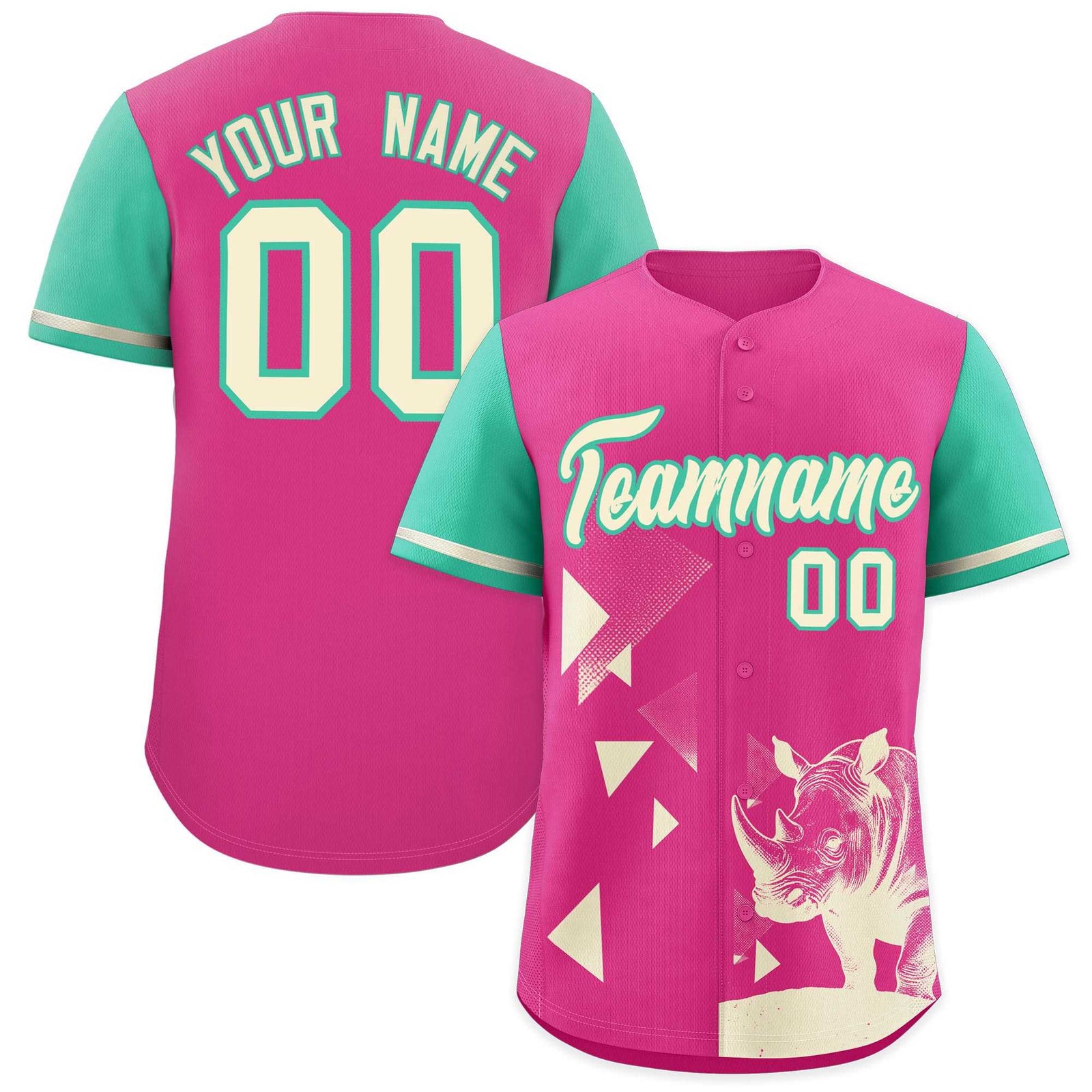 Custom Green Rose Red Raptor Series Raglan Sleeves Breathable Baseball Jersey