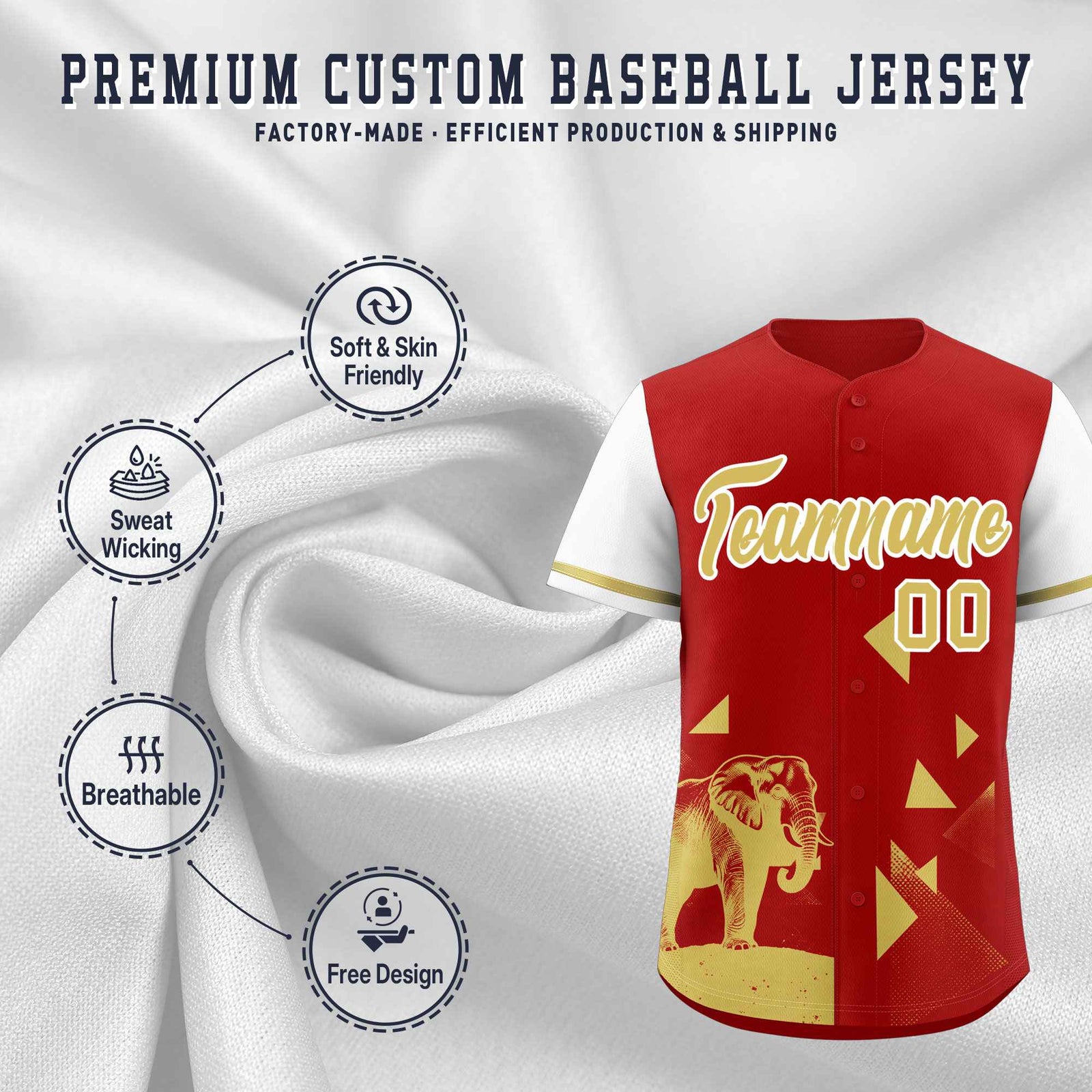 Custom Red White Raptor Series Raglan Sleeves Street Style Baseball Jersey