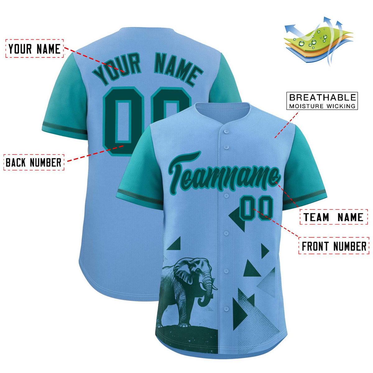 Custom Aqua Light Blue Raptor Series Raglan Sleeves Casual Sports Baseball Jersey