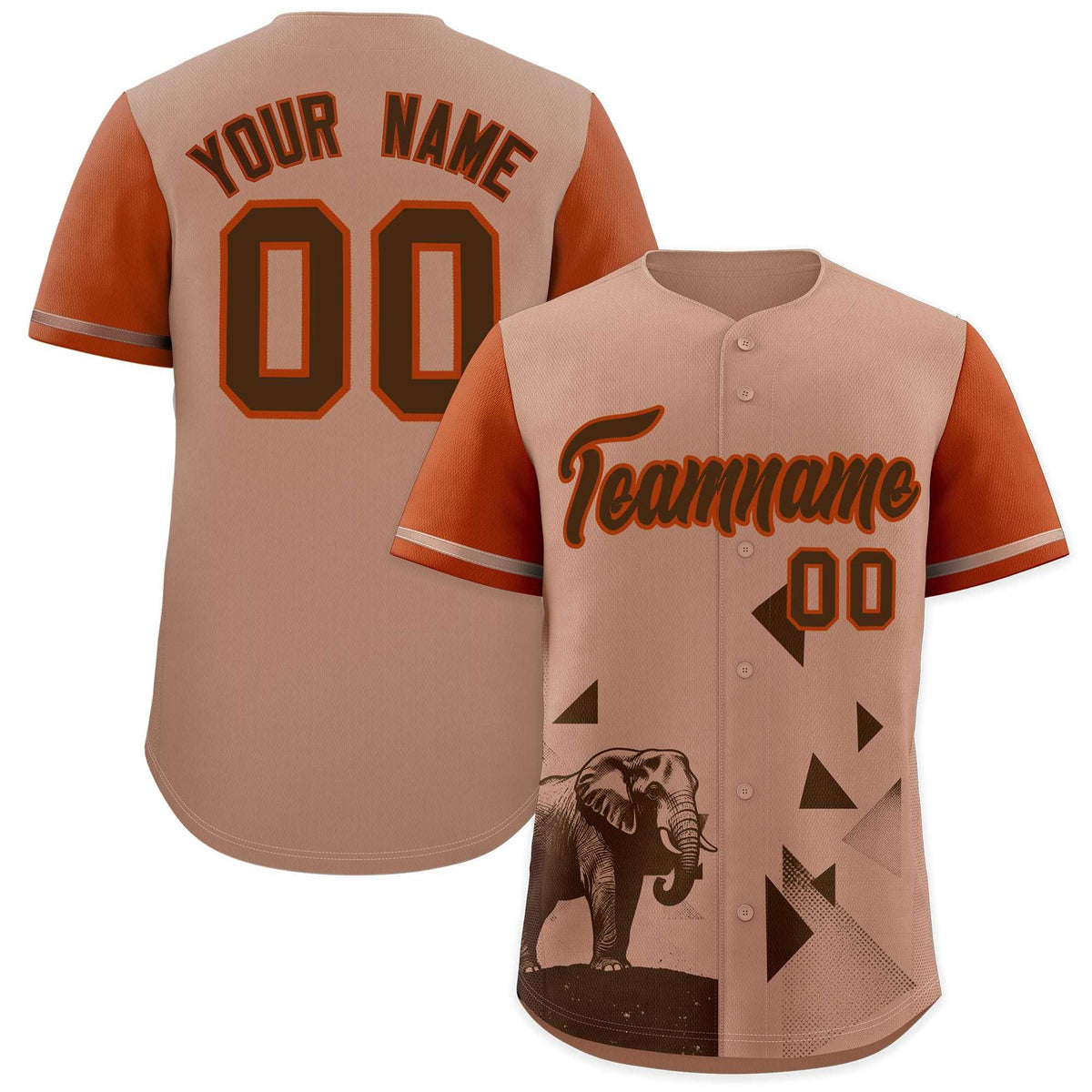 Custom Dark Orange Coffee Raptor Series Raglan Sleeves Hip Hop Baseball Jersey