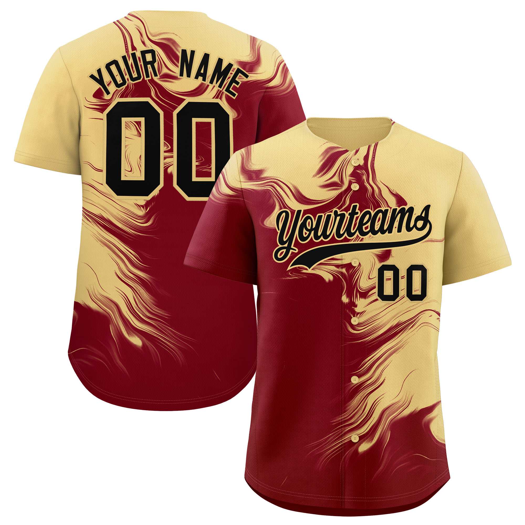 Custom Khaki Crimson Personalized Ink Pattern Authentic Baseball Jersey