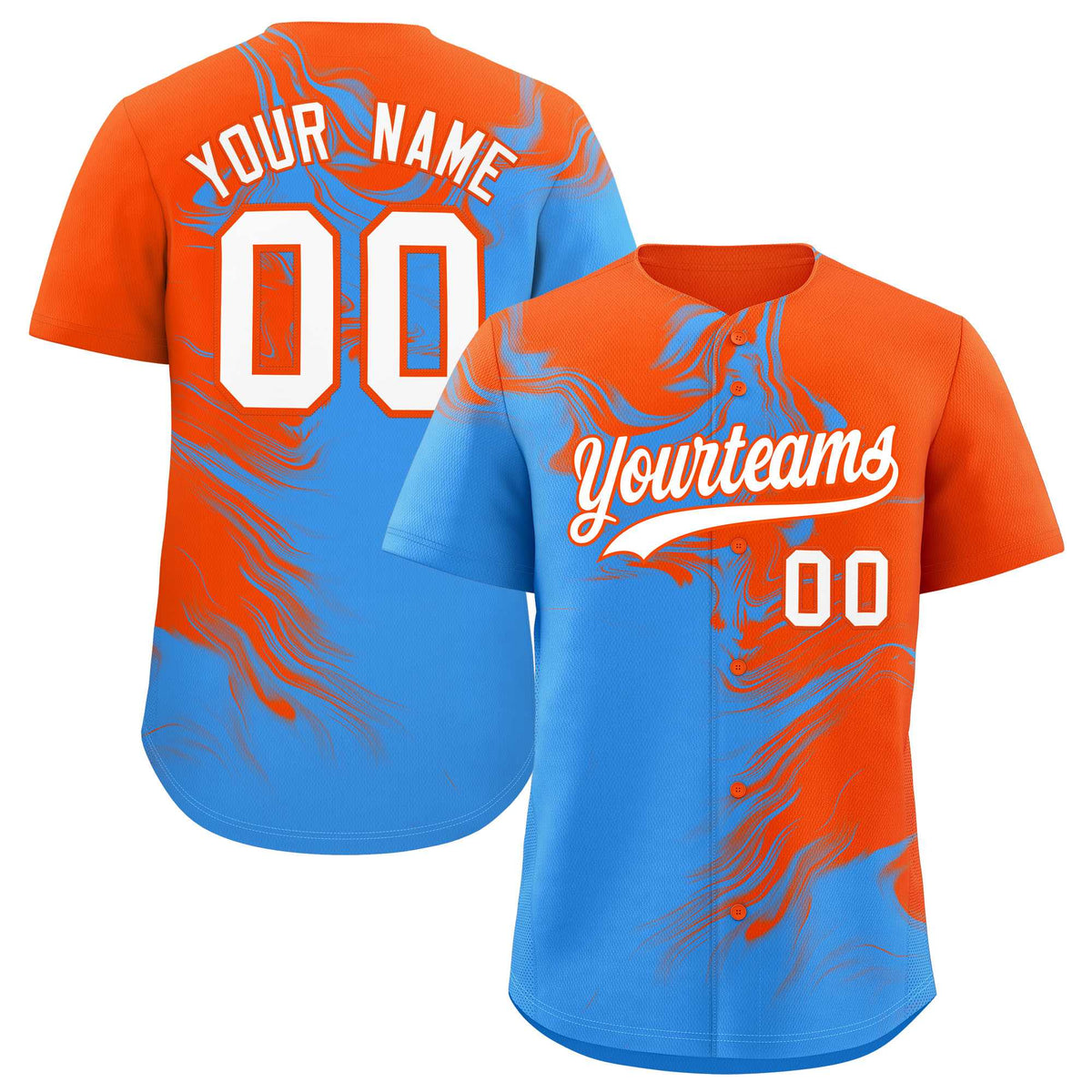 Custom Orange Powder Blue Personalized Ink Pattern Authentic Baseball Jersey