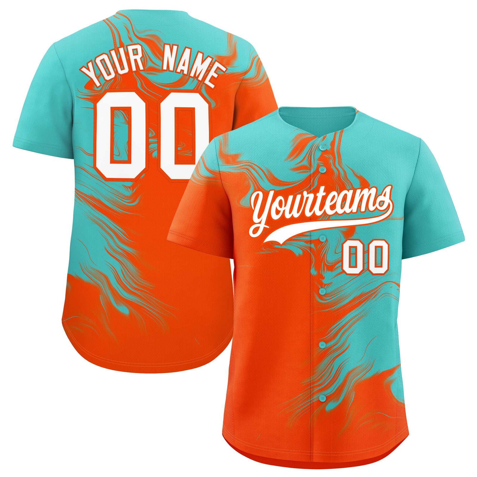 Custom Bright Green Orange Personalized Ink Pattern Authentic Baseball Jersey