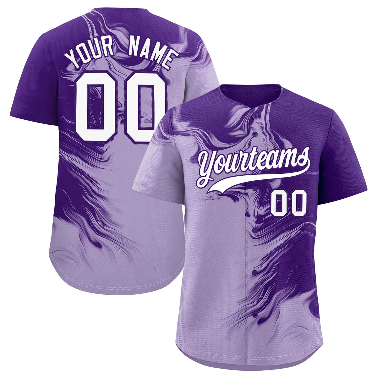 Custom Purple Light Purple Personalized Ink Pattern Authentic Baseball Jersey