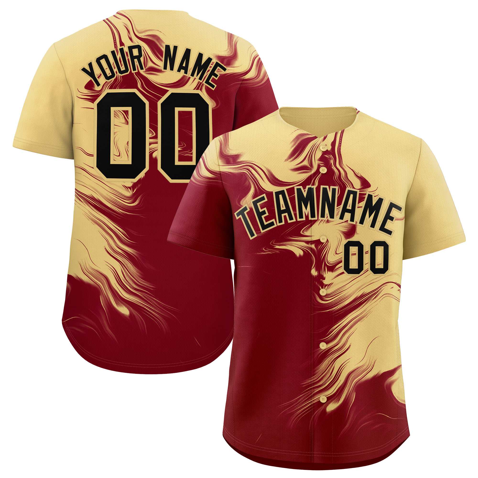 Custom Khaki Crimson Personalized Ink Pattern Authentic Baseball Jersey