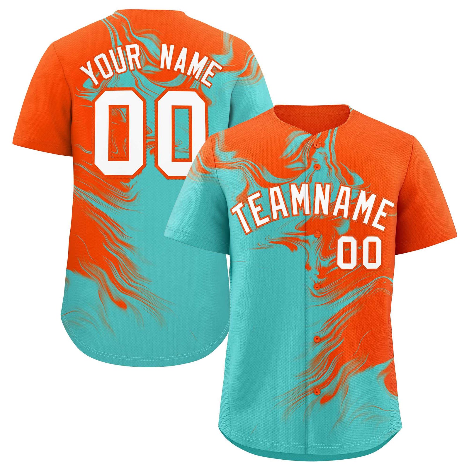 Custom Orange Bright Green Personalized Ink Pattern Authentic Baseball Jersey