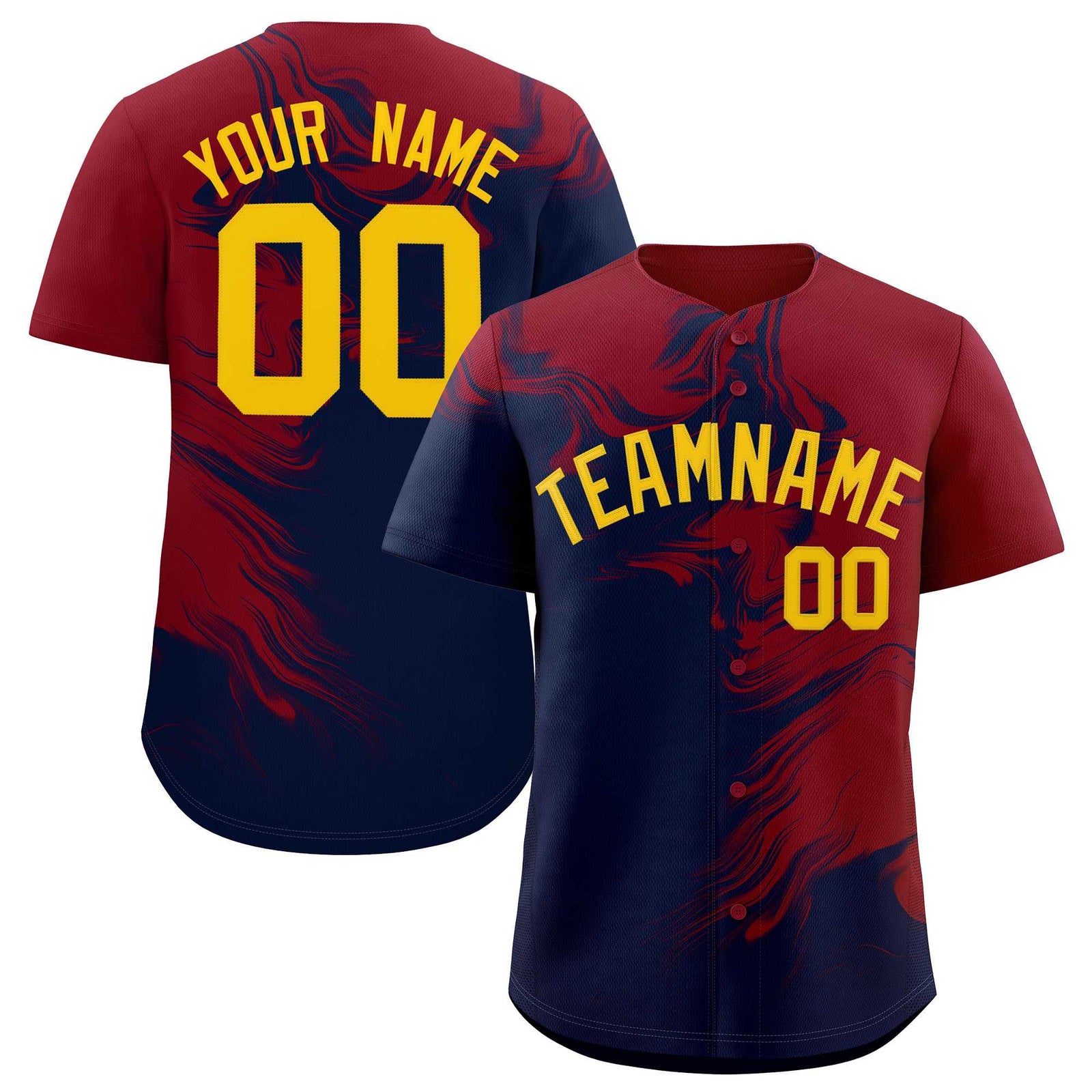 Custom Crimson Navy Personalized Ink Pattern Authentic Baseball Jersey